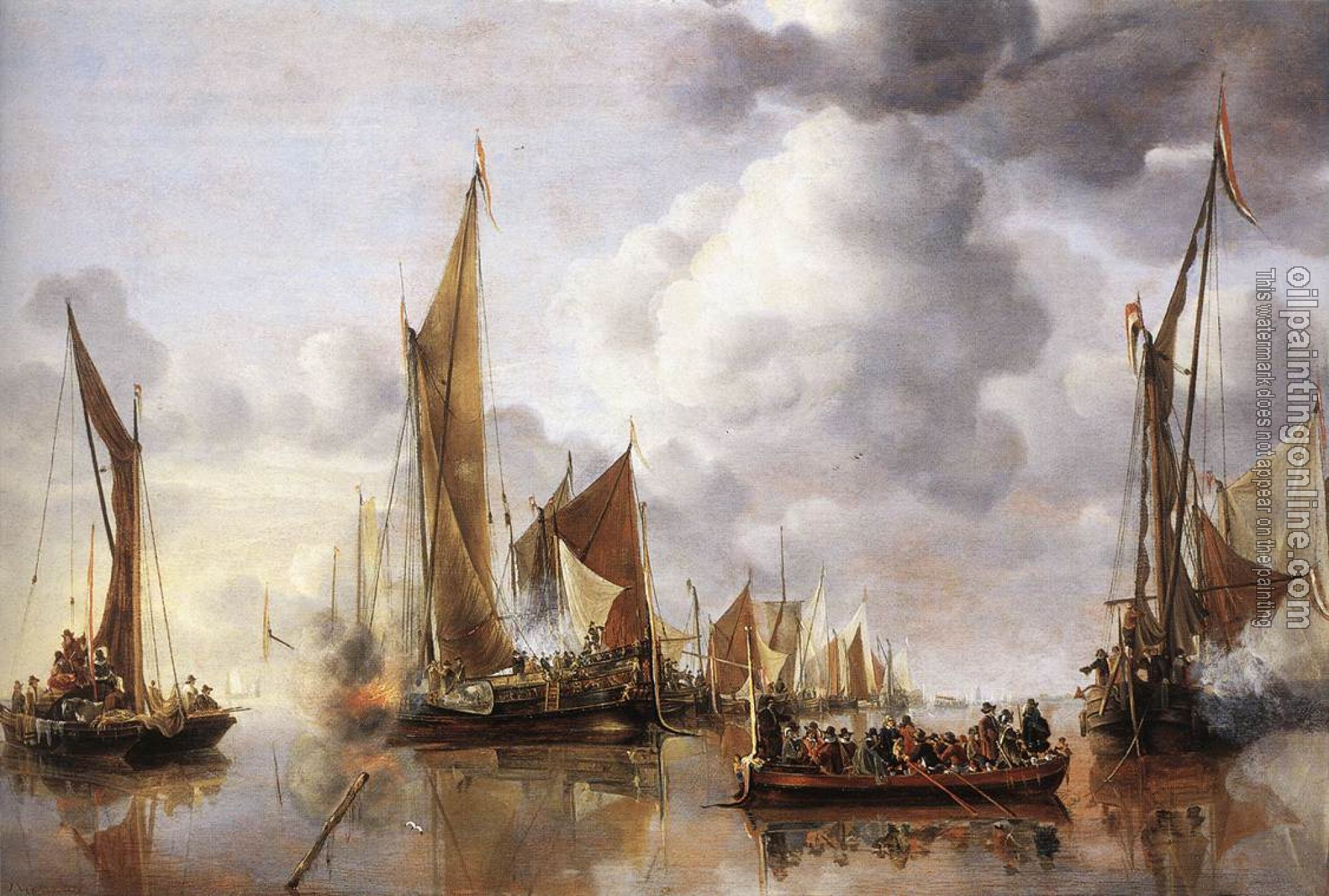 Jan van de Capelle - The State Barge Saluted by the Home Fleet